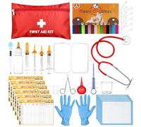 Kklolai 70 Pcs Full Whelping Kit for Puppy Kitten Including Digital Thermometer Puppy Feeding Tube Cord Clamps Whelping Collars Scissors Record Charts Storage Bag and More (L)