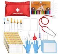 Kklolai 70 Pcs Full Whelping Kit for Puppy Kitten Including Digital Thermometer Puppy Feeding Tube Cord Clamps Whelping Collars Scissors Record Charts Storage Bag and More (S)