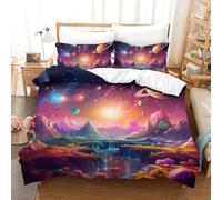 KKLOSDXERT 3D Printed Universe Planet Duvet Cover Bedding Set 3pcs,Soft Microfiber Quilt Cover with Pillowcases And Zipper Closure,for Adults And Teens Double(200x200cm)