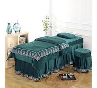 KKLT 4-piece Flannel Massage Table Sheet Set,Luxury Plush Spa Beauty Bed Cover Beauty Bedspreads Massage Table Skirt For Massage Tables-Green 185x70cm(73x28inch)