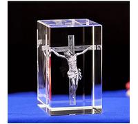 KKLT Crystal Glass Jesus Figurines,3d Laser Etched Crystal Religious Ornaments Art,Christians Decoration Cube Engraving Statues,Jesus Sculptures Gifts-C 8x5x5cm(3x2x2inch)