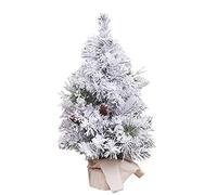 KKLT Snow Flocked Tabletop Artificial Christmas Tree,Mini Artificial Pine Xmas Tree Decorations Indoor Christmas Tree With Burlap Base-A 30cm(12")