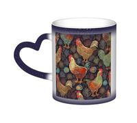 KKLWEGU 11 Oz Ceramic Coffee Mugs, Color Changing Mug Personalized Novelty Coffee Mug Cup Chicken Print Tea Cup Cool Coffee Mugs For Men Women Funny Gift Blue