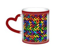 KKLWEGU 11 Oz Ceramic Coffee Mugs, Color Changing Mug Personalized Novelty Coffee Mug Cup Gay Pride Rainbow Tea Cup Cool Coffee Mugs For Men Women Funny Gift Red