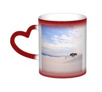 KKLWEGU 11 Oz Ceramic Coffee Mugs, Color Changing Mug Personalized Novelty Coffee Mug Cup Romantic White Sand Landscape Tea Cup Cool Coffee Mugs For Men Women Funny Gift Red