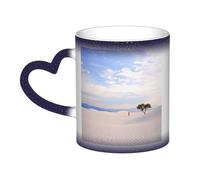 KKLWEGU 11 Oz Ceramic Coffee Mugs, Color Changing Mug Personalized Novelty Coffee Mug Cup Romantic White Sand Landscape Tea Cup Cool Coffee Mugs For Men Women Funny Gift Blue