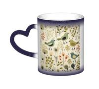 KKLWEGU 11 Oz Ceramic Coffee Mugs, Color Changing Mug Personalized Novelty Coffee Mug Cup Yellow Leaves Chicken Tea Cup Cool Coffee Mugs For Men Women Funny Gift Blue
