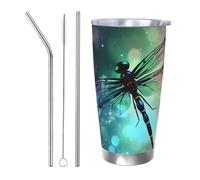 KKLWEGU 20 Oz Tumbler Coffee Travel Tumblers With Lid And Straw Stainless Steel Double Wall Vacuum Insulated Mug Galaxy Animal Dragonfly Tea Cups Fit Car Cupholder For Hot And Cold