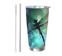 KKLWEGU 20 Oz Tumbler Coffee Travel Tumblers With Lid And Straw Stainless Steel Double Wall Vacuum Insulated Mug Galaxy Animal Dragonfly Tea Cups Fit Car Cupholder For Hot And Cold