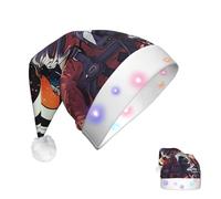 KKLWEGU 2025 Funny Santa Hat For Adults Plush Light Up Christmas Hats Cool Man In Outer Space Galaxy Soft Xmas Holiday Hat For Christmas Holiday Party Supplies