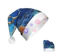 KKLWEGU 2025 Funny Santa Hat For Adults Plush Light Up Christmas Hats Marine Biology Soft Xmas Holiday Hat For Christmas Holiday Party Supplies