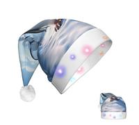 KKLWEGU 2025 Funny Santa Hat For Adults Plush Light Up Christmas Hats Penguin Antarctica Ice Soft Xmas Holiday Hat For Christmas Holiday Party Supplies