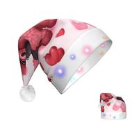 KKLWEGU 2025 Funny Santa Hat For Adults Plush Light Up Christmas Hats Pink Poodles Dogs Soft Xmas Holiday Hat For Christmas Holiday Party Supplies