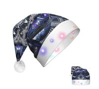 KKLWEGU 2025 Funny Santa Hat For Adults Plush Light Up Christmas Hats Rectangle Mandala Soft Xmas Holiday Hat For Christmas Holiday Party Supplies