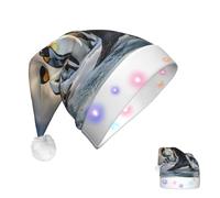 KKLWEGU 2025 Funny Santa Hat For Adults Plush Light Up Christmas Hats Sea Penguin Soft Xmas Holiday Hat For Christmas Holiday Party Supplies