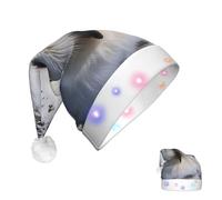 KKLWEGU 2025 Funny Santa Hat For Adults Plush Light Up Christmas Hats Snowy Owl Eyes Soft Xmas Holiday Hat For Christmas Holiday Party Supplies