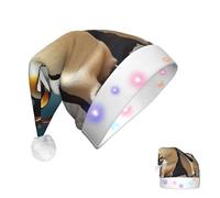KKLWEGU 2025 Funny Santa Hat For Adults Plush Light Up Christmas Hats Stylish Animal Penguin Soft Xmas Holiday Hat For Christmas Holiday Party Supplies