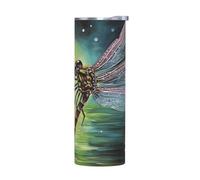 KKLWEGU 20oz Skinny Tumbler, Stainless Steel Insulated Travel Tumblers With Lid And Straw Leakproof Travel Coffee Mug Dragonfly Painting Drink Tumbler Cups Gifts For Women Men Lovers