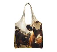KKLWEGU 3d Animal Brown Cow Large Tote Bag For Women, Heavy Duty Foldable Shopping Tote Bag Shoulder Bag For Work Beach Travel