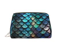 KKLWEGU 3d Magical Dragon Scales Pattern Leather Makeup Bag Waterproof Cosmetic Bag Organizer Small Make Up Zipper Pouch Portable Travel Toiletry Bag For Women Girls, Gold, One Size