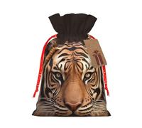 KKLWEGU 3d Tiger Head Christmas Drawstring Gift Bags Reusable Christmas Wrapping Bag W/Tags 8.3x11.8 Inch Xmas Treat Pouch Goody Bags Candy Treat Bag For Xmas Holiday Presents Party Favor