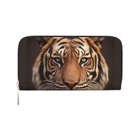 KKLWEGU 3d Tiger Head Women'S Wallet Zip Around Travel Leather Wallet Card Holder Clucth Purse Gift For Women Ladies