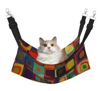 KKLWEGU Abstract Art Squares Cat Hammock Summer Breathable Hanging Pet Cage Hammock Bed Adjustable Soft Sleeping Hammock for Cats Small Dogs Rabbits Large