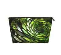 KKLWEGU Abstract Green Snake Cosmetic Bag Pu Leather Waterproof Makeup Bag Portable Travel Toiletry Bag Organizer Gold Zipper Pouch For Women Ladies Gift, Gold, One Size