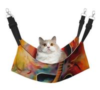 KKLWEGU Abstract Watercolor Guitar Cat Hammock Summer Breathable Hanging Pet Cage Hammock Bed Adjustable Soft Sleeping Hammock for Cats Small Dogs Rabbits Medium