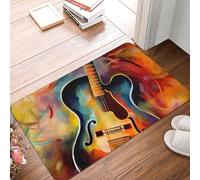 KKLWEGU Abstract Watercolor Guitar Flannel Doormat 16 X 24 Inch Non-Slip Soft Welcome Door Mat Washable Absorbent Bath Rug Floor Mat Indoor/Outdoor Rug for Stylish Kitchen Bedroom Bathroom Decor
