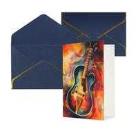KKLWEGU Abstract Watercolor Guitar Greeting Card with Envelopes Thinking of You Card Happy Birthday Wedding Invitation Blank Note Cards for All Occasions 4x6
