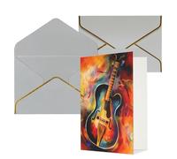 KKLWEGU Abstract Watercolor Guitar Greeting Card with Envelopes Thinking of You Card Happy Birthday Wedding Invitation Blank Note Cards for All Occasions 4x6