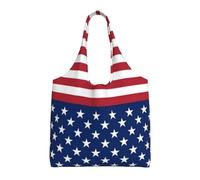 KKLWEGU American Flag Stars Stripes Large Tote Bag For Women, Heavy Duty Foldable Shopping Tote Bag Shoulder Bag For Work Beach Travel
