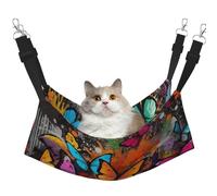KKLWEGU Art Graffiti Butterflies Print Cat Hammock Summer Breathable Hanging Pet Cage Hammock Bed Adjustable Soft Sleeping Hammock for Cats Small Dogs Rabbits Large