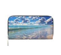 KKLWEGU Beautiful Cloud Beach Women'S Wallet Zip Around Travel Leather Wallet Card Holder Clucth Purse Gift For Women Ladies