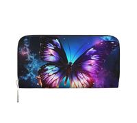KKLWEGU Beautiful Glowing Butterfly Women'S Wallet Zip Around Travel Leather Wallet Card Holder Clucth Purse Gift For Women Ladies