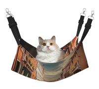 KKLWEGU Beautiful Venice Canal View Cat Hammock Summer Breathable Hanging Pet Cage Hammock Bed Adjustable Soft Sleeping Hammock for Cats Small Dogs Rabbits Large