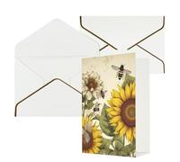 KKLWEGU Bees Sunflowers Daisy Rose Flowers Greeting Card with Envelopes Thinking of You Card Happy Birthday Wedding Invitation Blank Note Cards for All Occasions 4x6