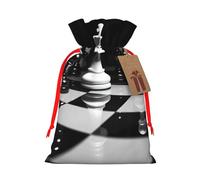 KKLWEGU Black And White Chess Christmas Drawstring Gift Bags Reusable Christmas Wrapping Bag W/Tags 4.7x6.9 Inch Xmas Treat Pouch Goody Bags Candy Treat Bag For Xmas Holiday Presents Party Favor