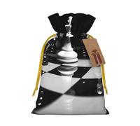 KKLWEGU Black And White Chess Christmas Drawstring Gift Bags Reusable Christmas Wrapping Bag W/Tags 4.7x6.9 Inch Xmas Treat Pouch Goody Bags Candy Treat Bag For Xmas Holiday Presents Party Favor