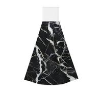 KKLWEGU Black and White Marble Hand Towel Soft Absorbent Hanging Kitchen Dish Towels with Hanging Loop Fast Drying Tie Towels Bath Towel for Bathroom Kitchen Home Decor 14 X 11.8 Inches