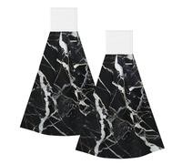 KKLWEGU Black and White Marble Hand Towel Soft Absorbent Hanging Kitchen Dish Towels with Hanging Loop Fast Drying Tie Towels Bath Towel for Bathroom Kitchen Home Decor 14 X 11.8 Inches