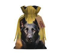 KKLWEGU Black German Shepherd Dog Christmas Drawstring Gift Bags Reusable Christmas Wrapping Bag W/Tags 4.7x6.9 Inch Xmas Treat Pouch Goody Bags Candy Treat Bag For Xmas Holiday Presents Party Favor