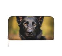 KKLWEGU Black German Shepherd Dog Women'S Wallet Zip Around Travel Leather Wallet Card Holder Clucth Purse Gift For Women Ladies