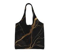 KKLWEGU Black Gold Marble Large Tote Bag For Women, Heavy Duty Foldable Shopping Tote Bag Shoulder Bag For Work Beach Travel