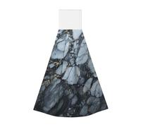 KKLWEGU Black Textured Marble Hand Towel Soft Absorbent Hanging Kitchen Dish Towels with Hanging Loop Fast Drying Tie Towels Bath Towel for Bathroom Kitchen Home Decor 14 X 11.8 Inches