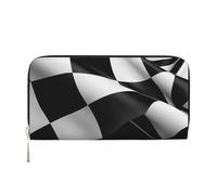 KKLWEGU Black White Formula Checkered Flags Women'S Wallet Zip Around Travel Leather Wallet Card Holder Clucth Purse Gift For Women Ladies