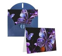 KKLWEGU Blank Greetings Card 4'' X 6'' With Envelopes, Beautiful Purple Butterfly Thank You Cards Note Cards Blue All Occasion Cards For Christmas Holidays Birthday Graduation Anniversaries
