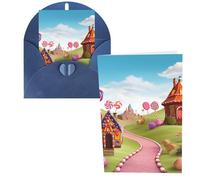 KKLWEGU Blank Greetings Card 4'' X 6'' With Envelopes, Candy Beautiful Land Thank You Cards Note Cards Blue All Occasion Cards For Christmas Holidays Birthday Graduation Anniversaries