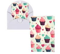 KKLWEGU Blank Greetings Card 4'' X 6'' With Envelopes, Cupcake Candy Hearts Sweet Thank You Cards Note Cards White All Occasion Cards For Christmas Holidays Birthday Graduation Anniversaries